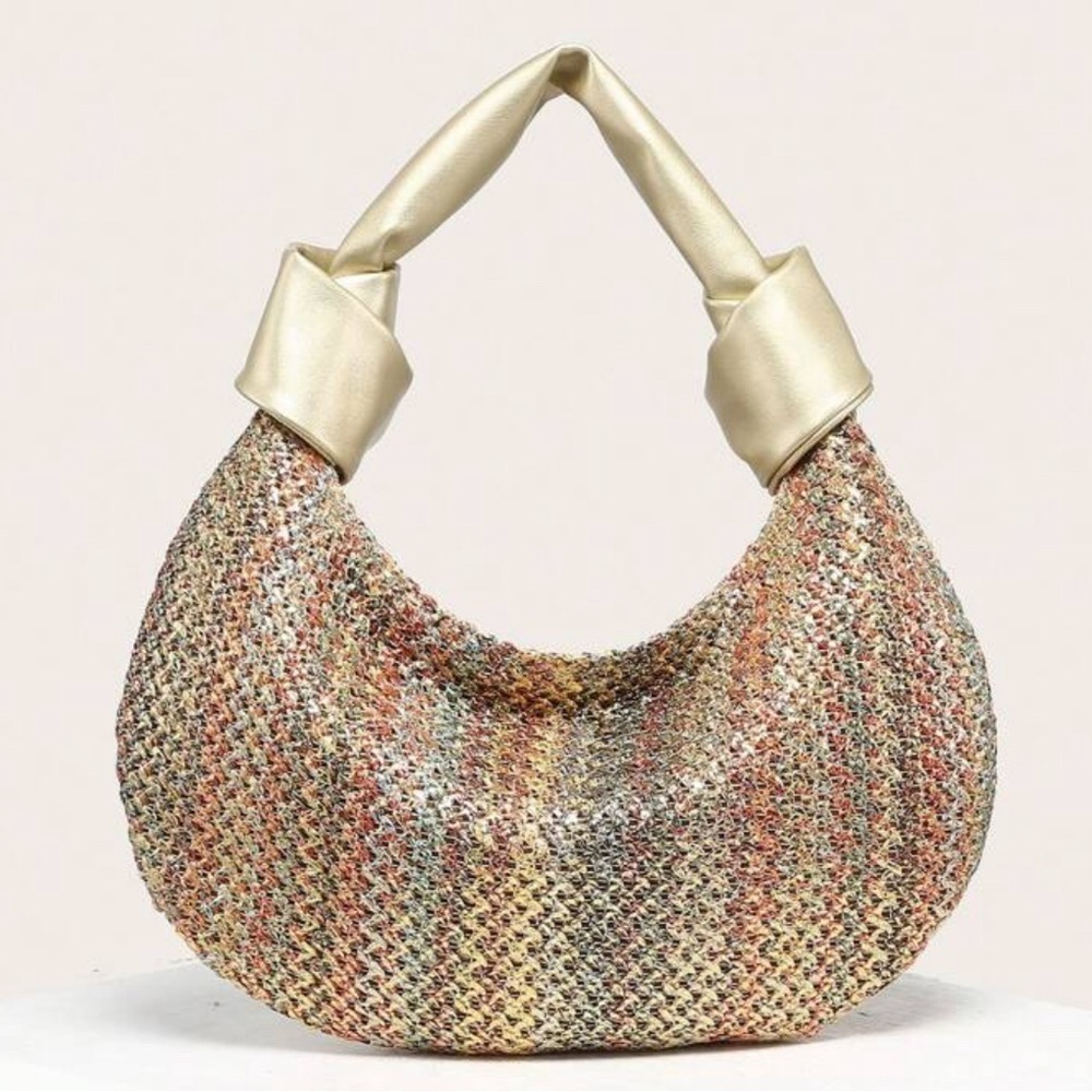 TrendsWoven-Look Pleated Knot Carryall Bag